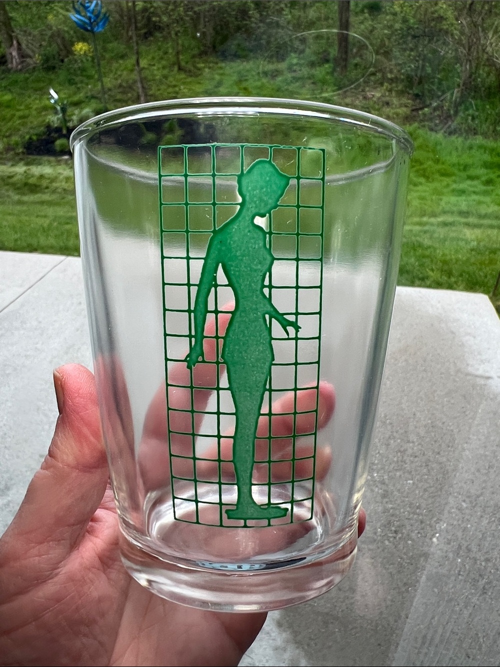 Vintage Hazel Atlas Glass Jar 1950s Atomic Woman on Scale Space Age Kitchenware